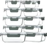 10-Pack Glass Food Storage Containers with Lids