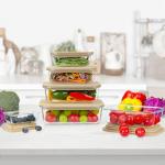 Green Glass Storage Containers with Bamboo Lids – 5 Pack