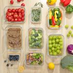 Green Glass Storage Containers with Bamboo Lids – 5 Pack