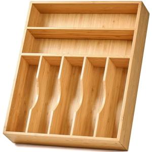 Bamboo Kitchen Drawer Organizer with 7 Slots