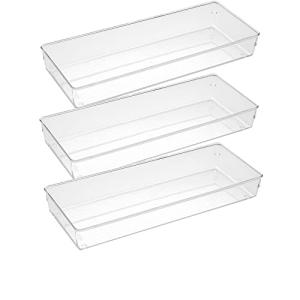 Clear Plastic Drawer Organizer Trays - 3 Pack