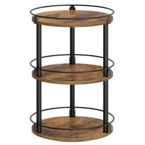 3-Tier Rotating Spice Rack Organizer in Rustic Brown