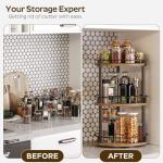 3-Tier Rotating Spice Rack Organizer in Rustic Brown