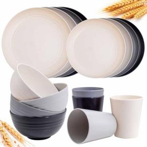 Wheat Straw Dinnerware Set for 4, 16 Pieces