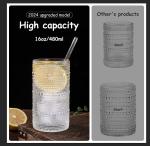 Dingerjar 16 oz Vintage Hobnail Drinking Glass Set