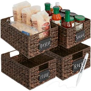 Set of 4 Water Hyacinth Pantry Baskets