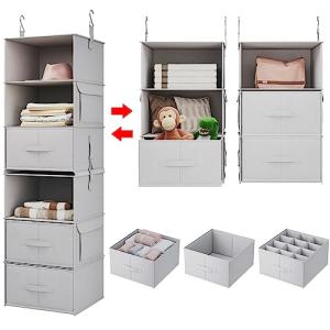 Vailando 6-Shelf Hanging Closet Organizer with Drawers
