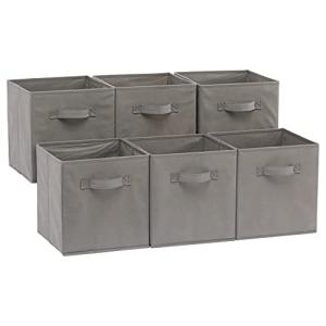 Collapsible Fabric Storage Cubes with Handles, Gray