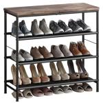 4-Tier Metal Shoe Rack with MDF and Fabric