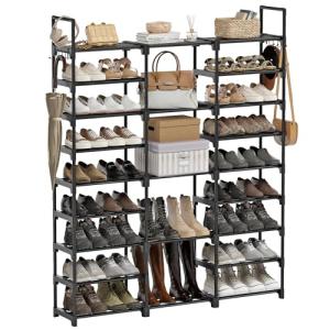 Large 9-Tier Shoe Rack Organizer with Metal Pipes