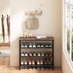 4-Tier Metal Shoe Rack with MDF and Fabric