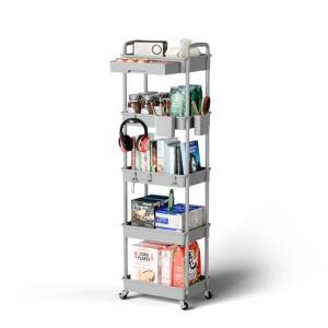 5-Tier Rolling Cart Organizer with Wheels, Grey