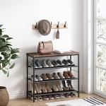 4-Tier Metal Shoe Rack with MDF and Fabric
