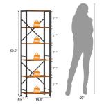 6-Tier Industrial Bookshelf for Home & Office