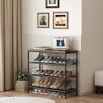 4-Tier Metal Shoe Rack with MDF and Fabric