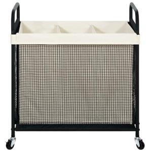 3-Section Rolling Laundry Hamper with Liner