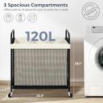 3-Section Rolling Laundry Hamper with Liner
