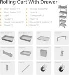 5-Tier Rolling Cart Organizer with Wheels, Grey