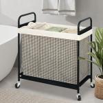 3-Section Rolling Laundry Hamper with Liner
