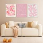 Pink Abstract Flower Canvas Wall Art Set of 3