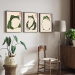 Set of 3 Japanese Frog Wall Art Decor