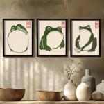 Set of 3 Japanese Frog Wall Art Decor