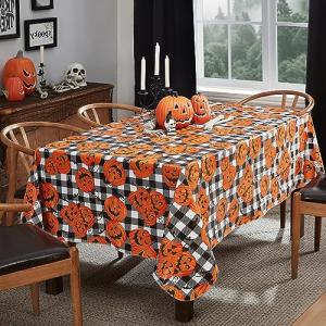 Halloween Pumpkin Farm Vinyl Tablecloth 52 x 70 Inch