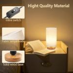 Mini Bedside Lamp with Wood Base and Fabric Shade
