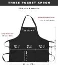 Black Unisex Three Pocket Chef Apron