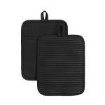 KITCHENAID Soft Silicone Pot Holder Set, Black