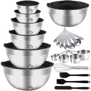 27PCS Stainless Steel Nesting Mixing Bowls Set