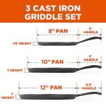 Cast Iron Griddle Pan Set - 3 Sizes