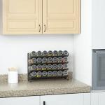 SpaceAid Spice Rack Organizer with 28 Spice Jars, 386 Spice Labels, Chalk Marker and Funnel Set for Cabinet, Countertop, Pantry, Cupboard or Door & Wall Mount - 28 Jars, 13.4" W × 10.8" H, Black