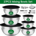 27PCS Stainless Steel Nesting Mixing Bowls Set