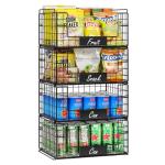 JKsmart 4 Pack XXL Stackable Wire Baskets with Handles for Pantry Storage and Organization,Fruit and Vegetable Basket with Name Plates,Metal Storage Bins for Snack Can Fruit Veggies