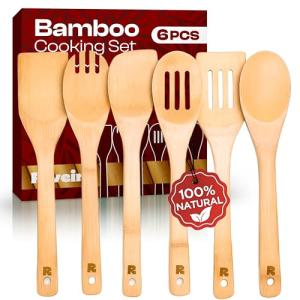 Bamboo Cooking Spoons Set - 6 Piece Utensils