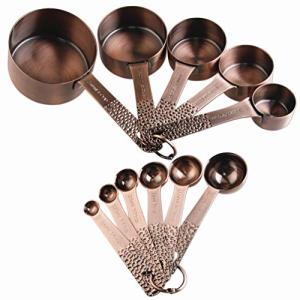 Copper Measuring Cups and Spoons Set for Baking