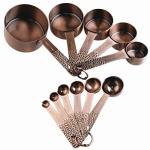 Copper Measuring Cups and Spoons Set for Baking