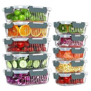 10 Pack Glass Meal Prep Containers with Lids