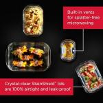 Rubbermaid Brilliance Glass Food Storage Containers, Assorted Sizes, Set of 9, BPA-Free, Leak-Proof, Clear