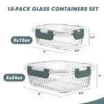 10 Pack Glass Meal Prep Containers with Lids