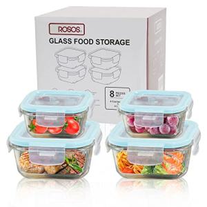 Rosos Airtight Glass Food Storage Containers - 4 Pack