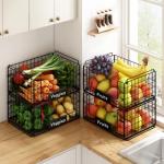 JKsmart 4 Pack XXL Stackable Wire Baskets with Handles for Pantry Storage and Organization,Fruit and Vegetable Basket with Name Plates,Metal Storage Bins for Snack Can Fruit Veggies