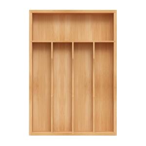 Bamboo Utensil Organizer with Grooved Dividers