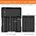 Expandable Silverware Organizer - Black Kitchen Storage