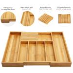 Expandable Bamboo Utensil Drawer Organizer with Knife Block