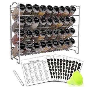 Spice Rack Organizer with Jars and Labels Set