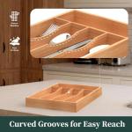 Bamboo Utensil Organizer with Grooved Dividers