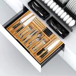 Expandable Bamboo Utensil Drawer Organizer with Knife Block
