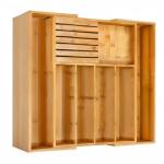 Expandable Bamboo Utensil Drawer Organizer with Knife Block